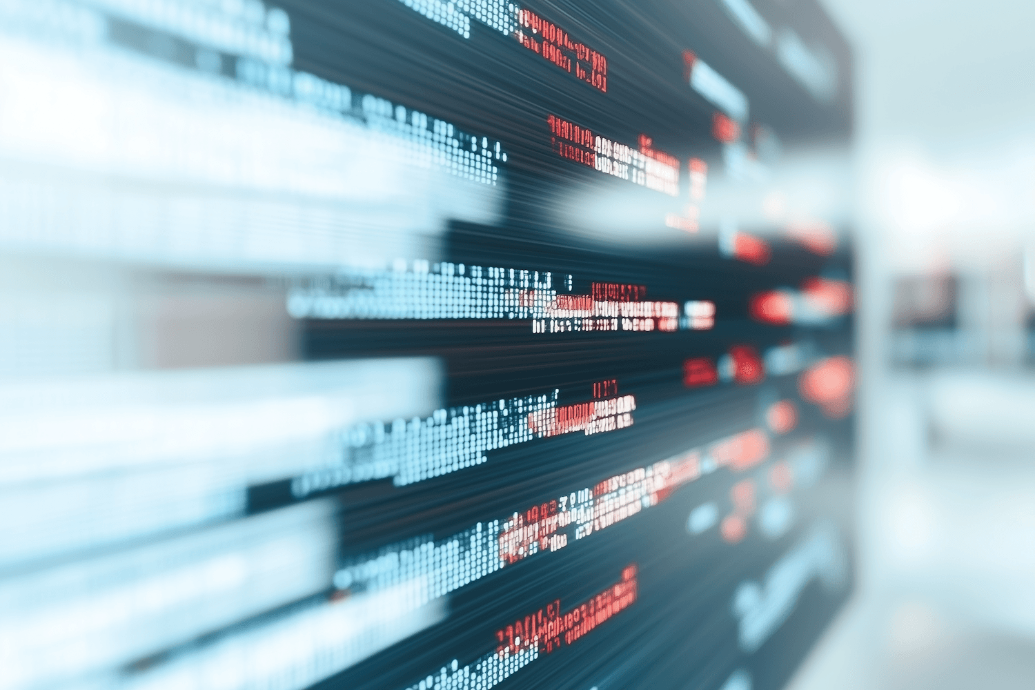 Close up of code lines on a dark screen